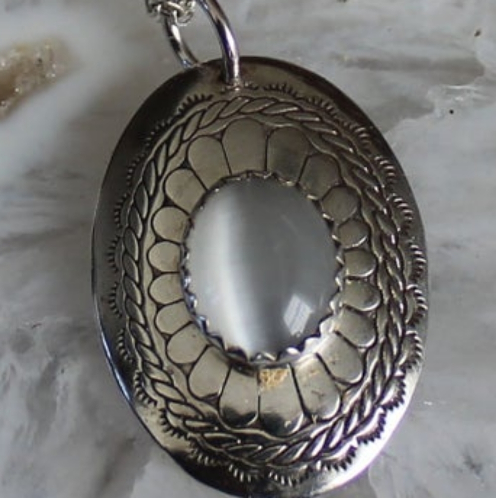 Sterling Selenite Domed Pendant